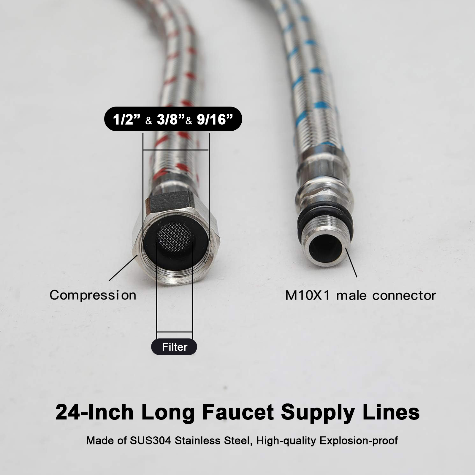 2 Piece 24-Inch Long Faucet Co - đánh giá và giá Flexible Hose Braided