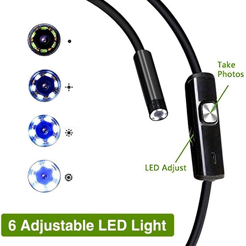 6 LED Light 7mm 1M  Endoscope  - đánh giá và giá Drain Snake Flexible