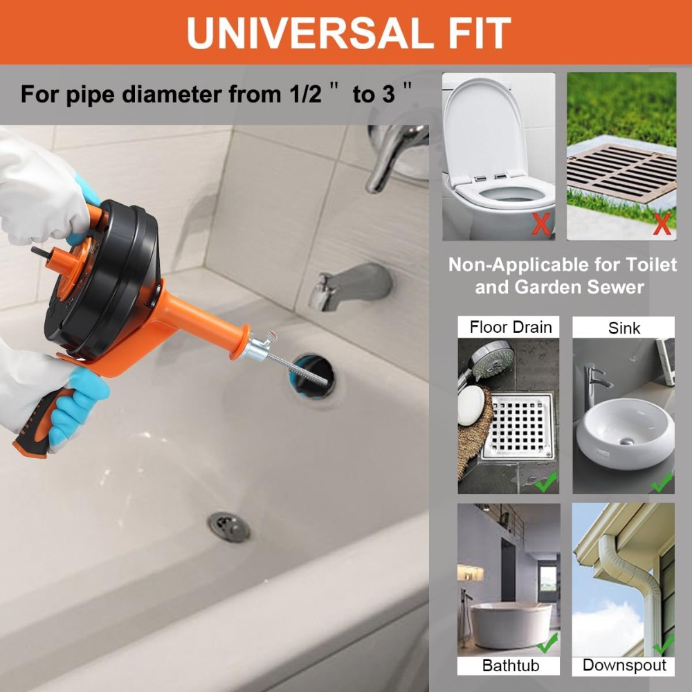 Drain Auger Clog Remover with  - đánh giá và giá Drain Snake Flexible