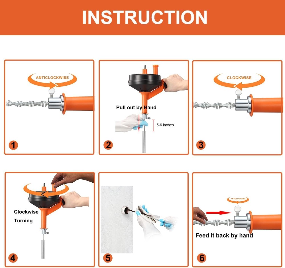 Drain Auger Clog Remover with  - đánh giá và giá Drain Snake Flexible