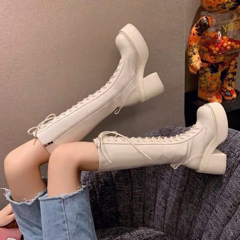 White  Boots Thick Bottom High - đánh giá và giá Pipe Bending Spring